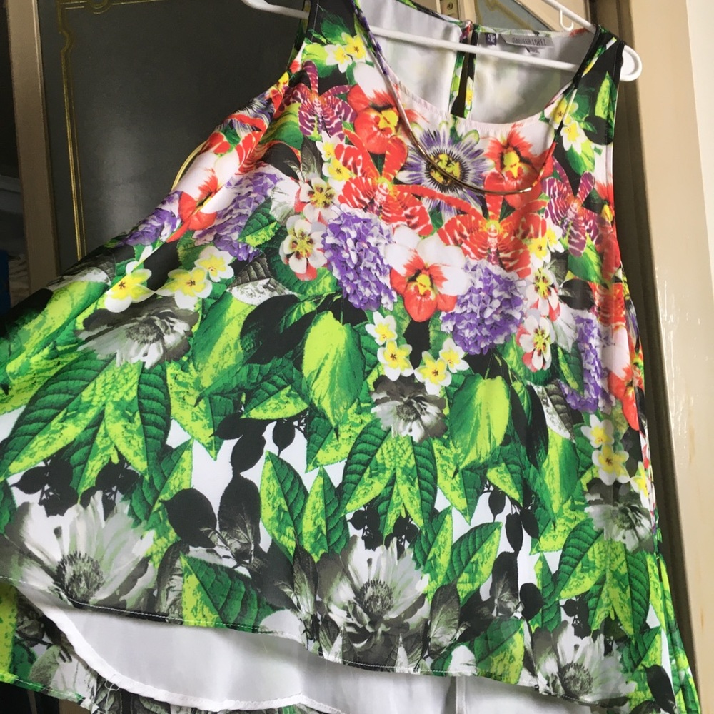 Pretty Floral XL Spaghetti Strap Blouse